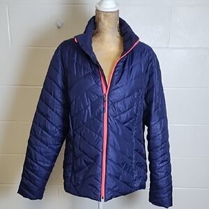 Tek Gear Purple Quilted Puffer Jacket with Chevron Pattern